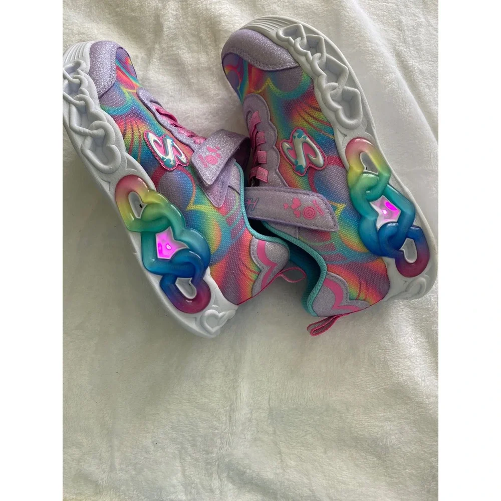 Skechers Heart Lights Rainbow Lux Girls Light Up Sneakers Purple Multi 17265LS 3